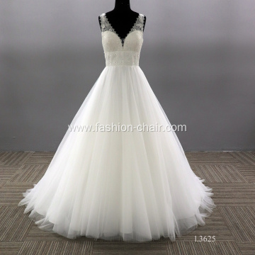 Sexy Illusion Lace V Neck Button Plus Size Sleeveless Skirt Long Train Wedding Dress